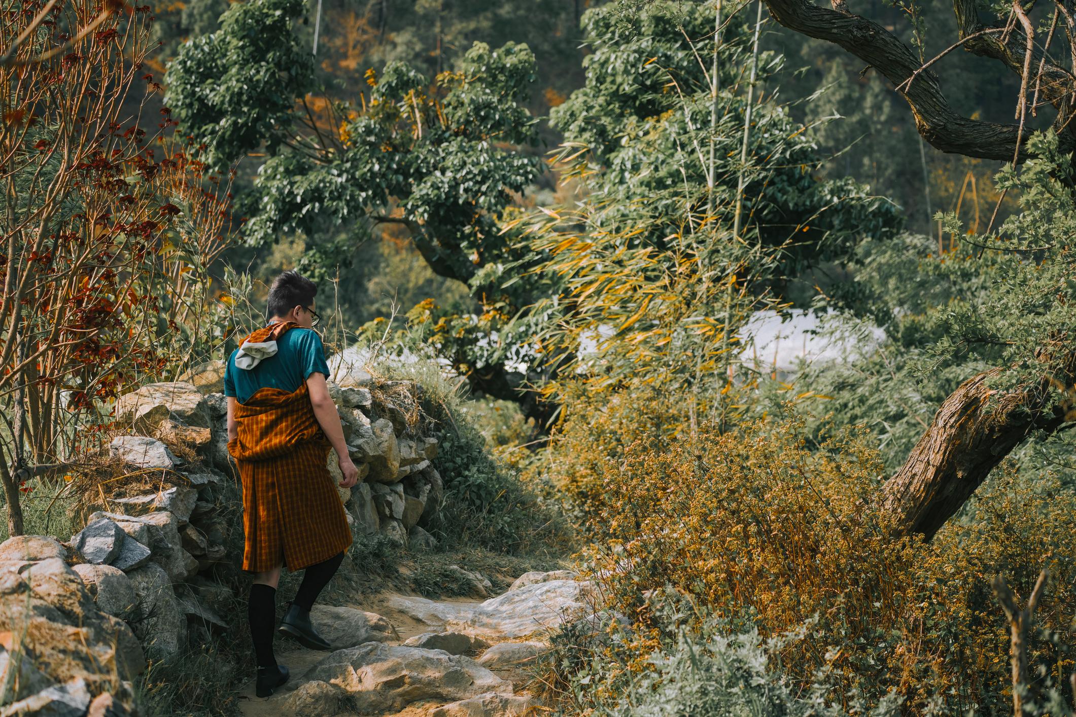 Hiking in the deciduous forests of Bhutan. Photo: Getty