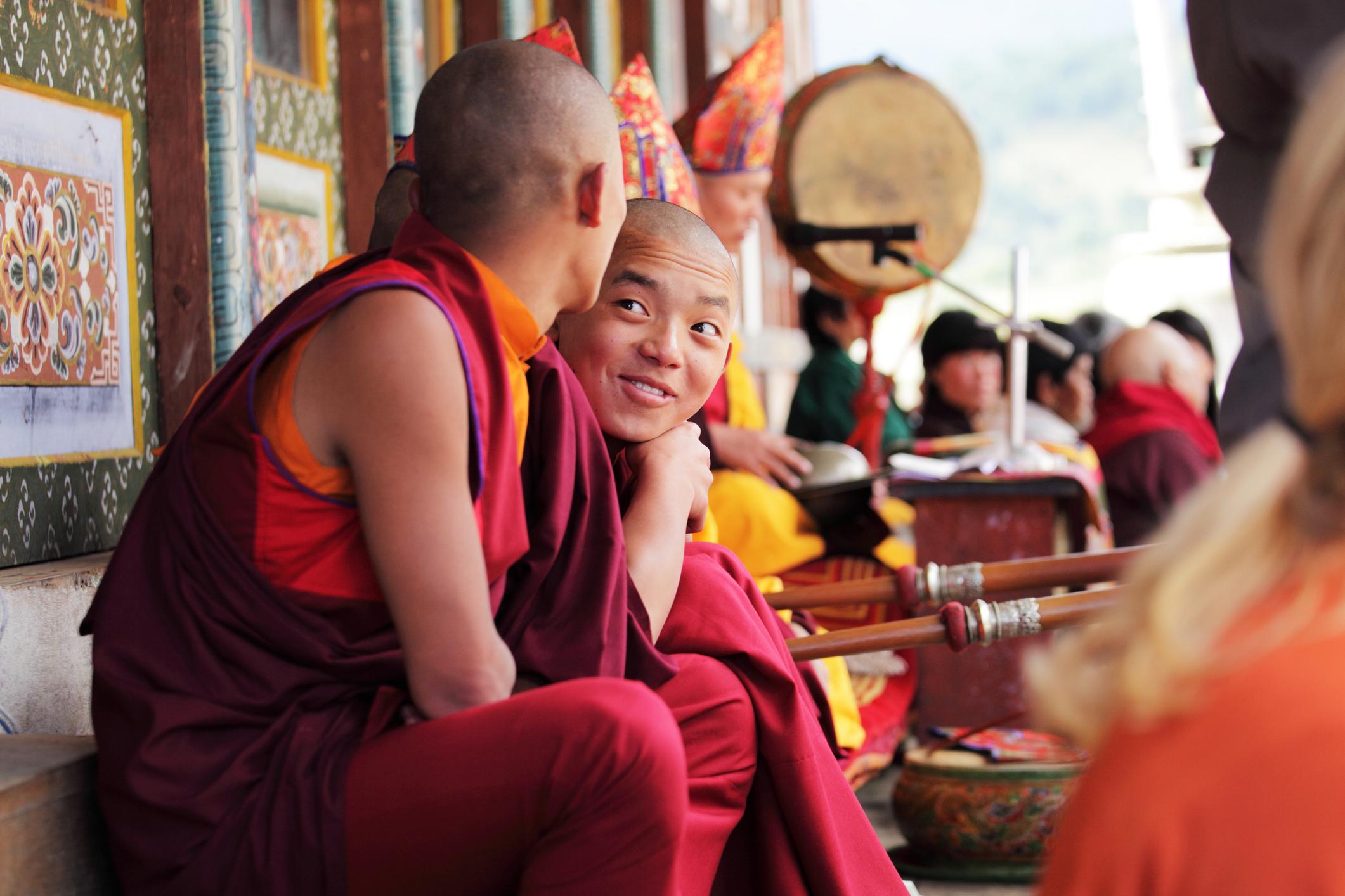 Monks at a Buddhist festival in Bumthang, Bhutan. Photo: Getty