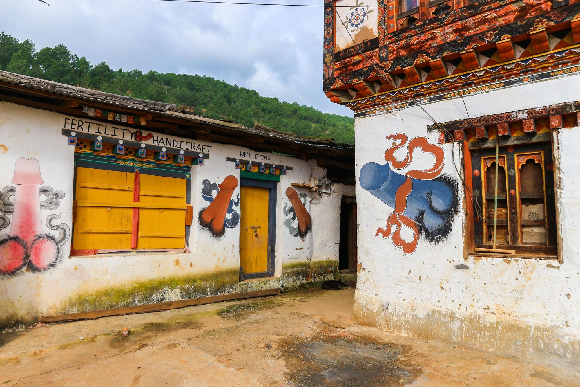 Souvenir shops selling handicraft phalluses, a surprisingly common sight in Bhutan. Photo: Getty