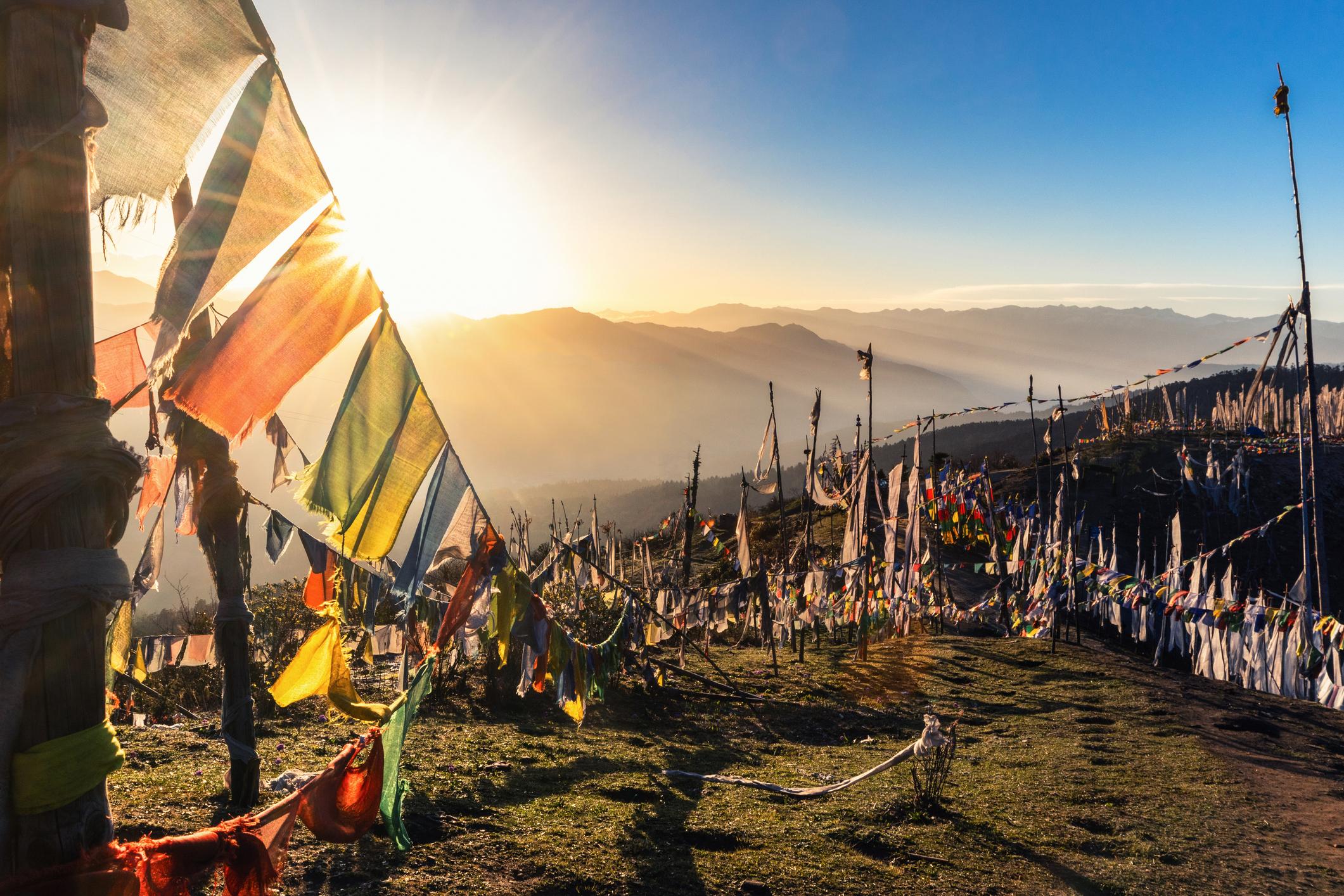Sunrise at Chele La Pass, the highest mountain pass in Bhutan. Photo: Getty