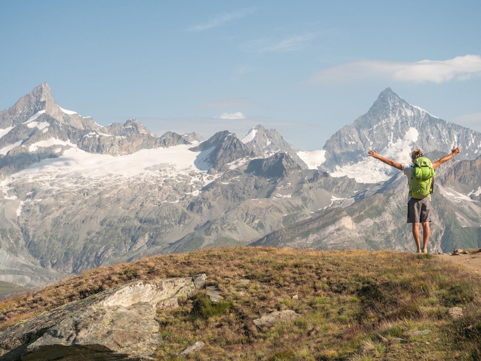 Ready to hike in the Swiss Alps. Photo: Getty.