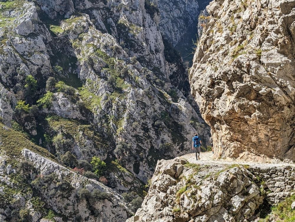 A rocky view from the Ruta del Cares walk, bending around the mountain. Photo: Much Better Adventures