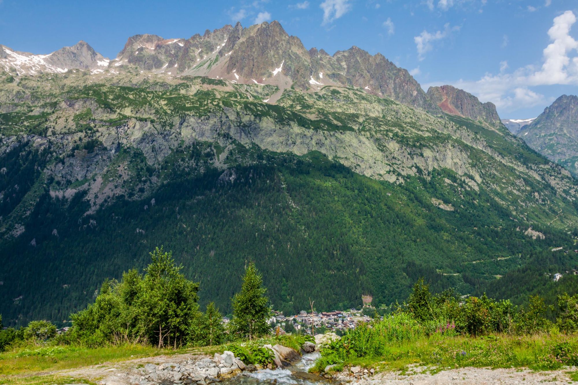 The Aiguilles Rouges looming over the small town of Argentière. Photo: Getty.