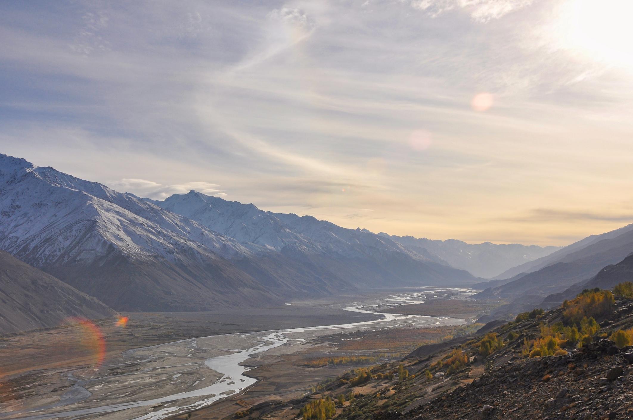 Sunset at the Wakhan Valley between Tajikistan and Afghanistan above the village of Vrang. Photo: Getty