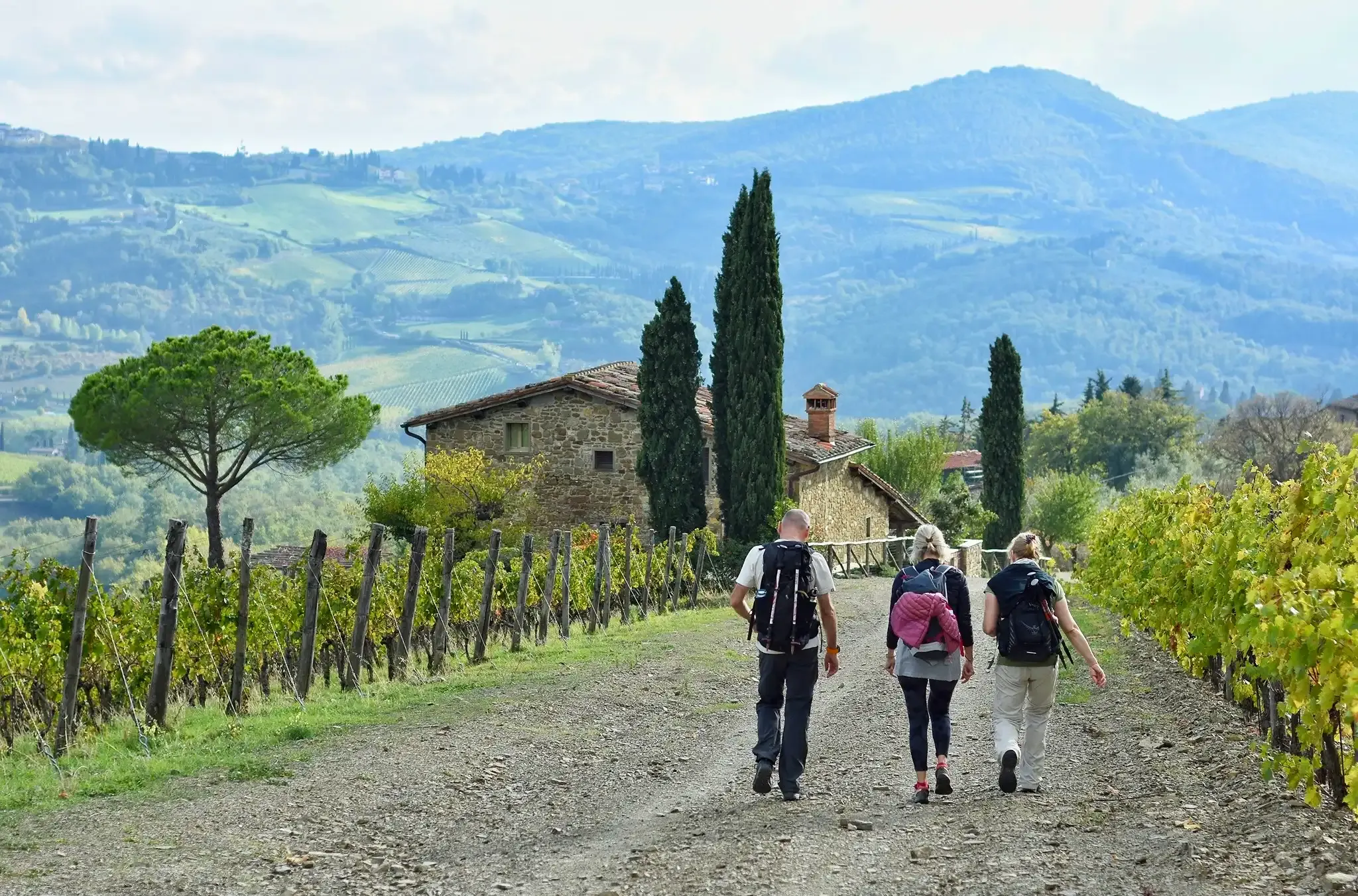 Hikers along the Via Francigena. Photo: Getty.