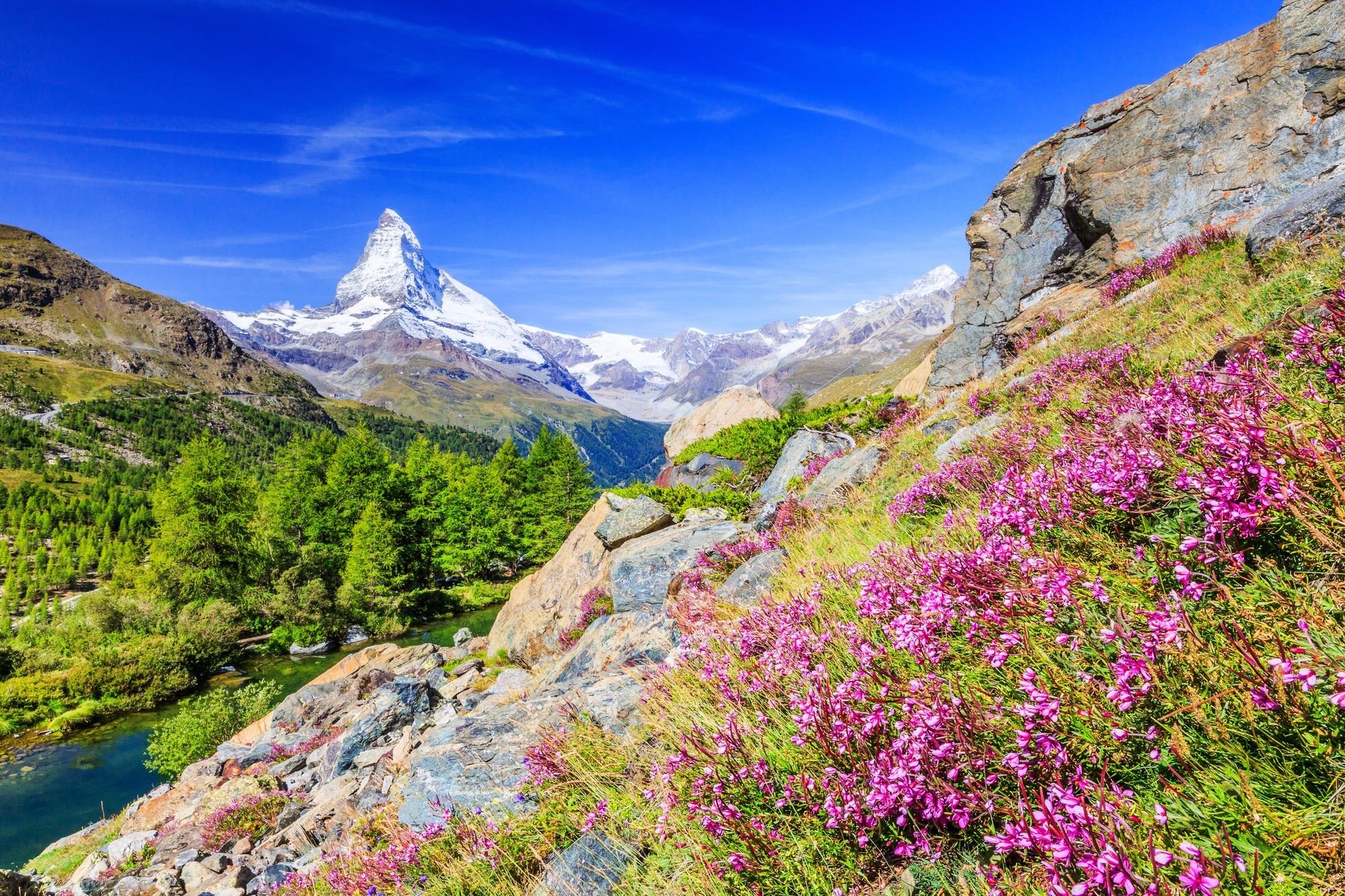 A view of the Matterhorn while heading towards Zermatt. Photo: Getty.