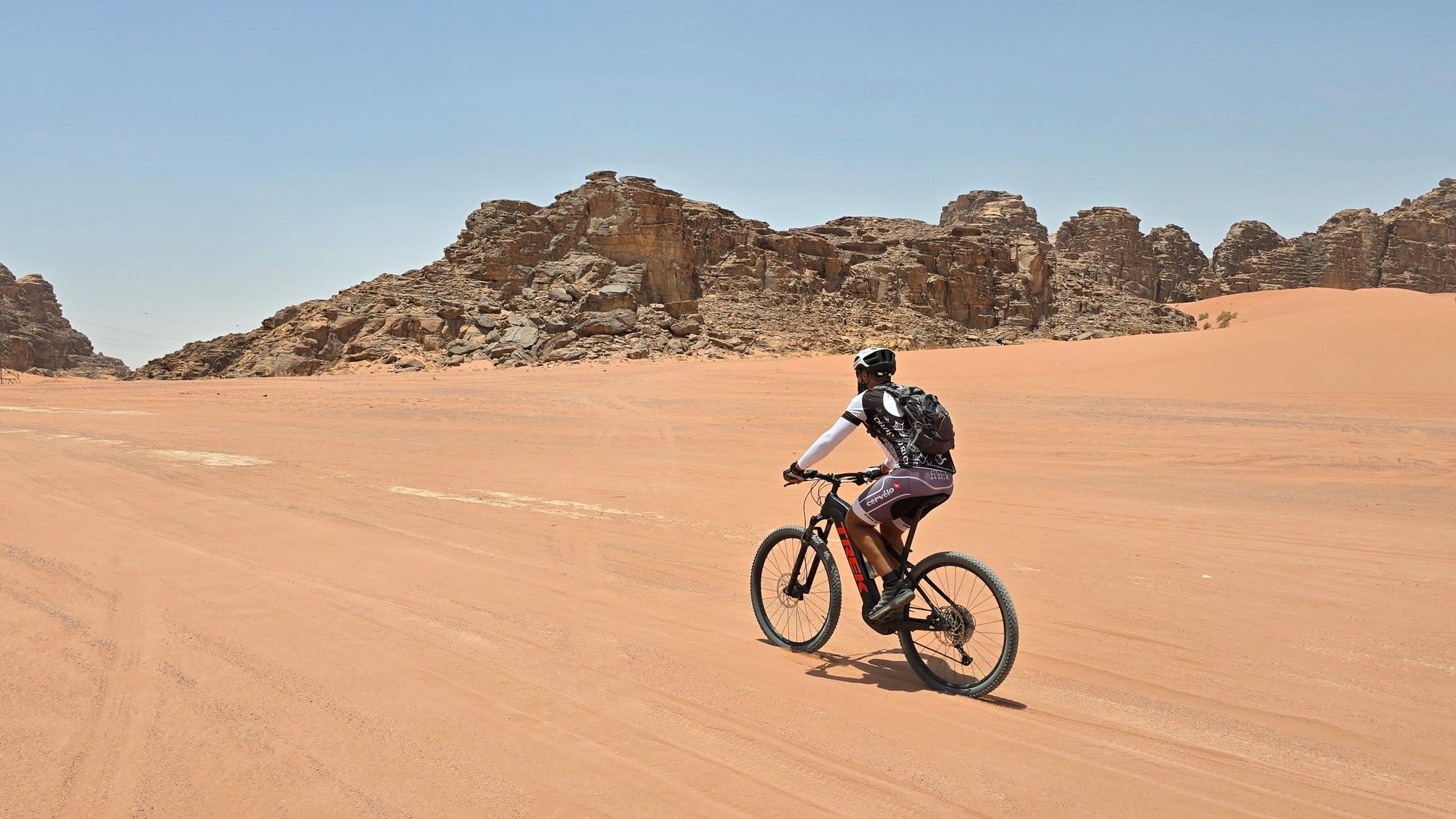 Cruising into the red-rose sandy horizon of Jordan. Credit: Experience Jordan Adventures