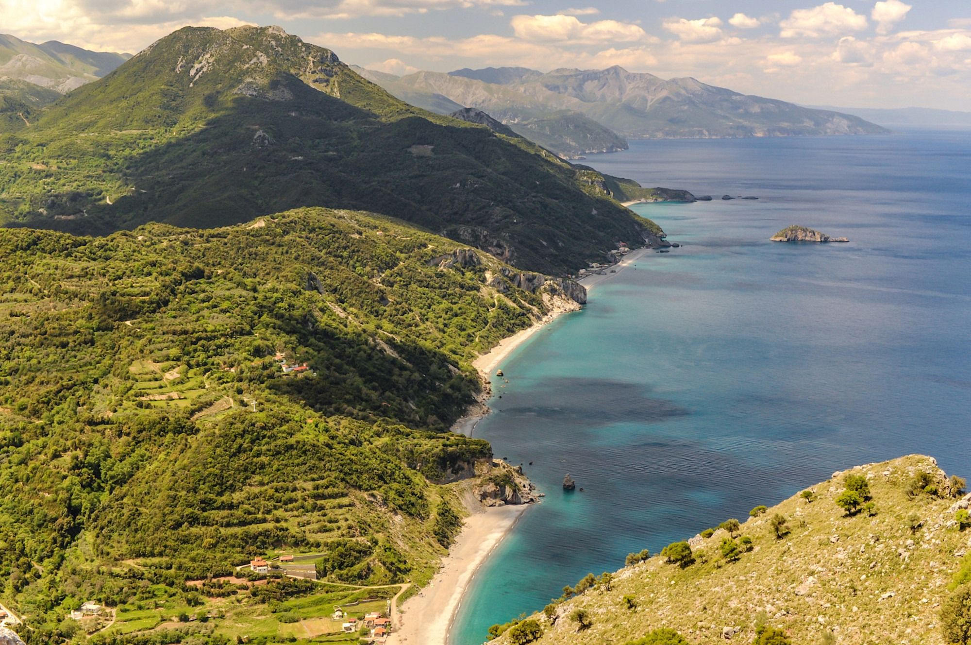Aerial view of Evia Island, Greece.