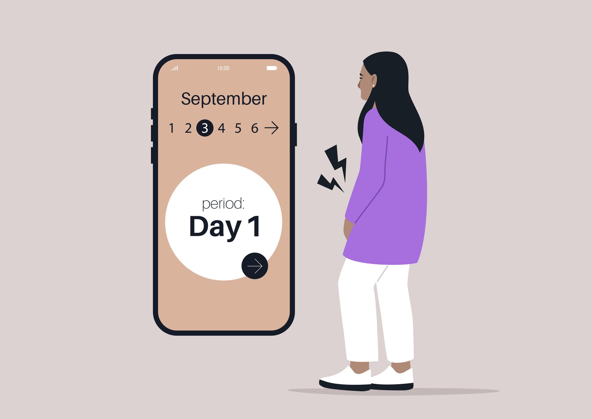 An illustration of a period tracking app.
