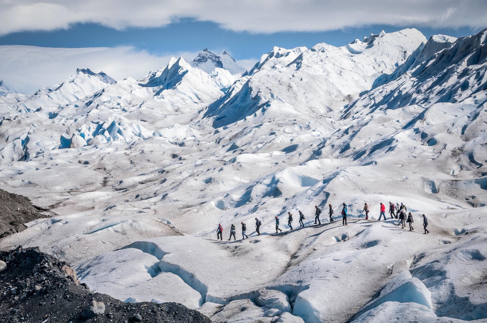 Hiking across Perito Moreno Glacier. Photo: Getty.