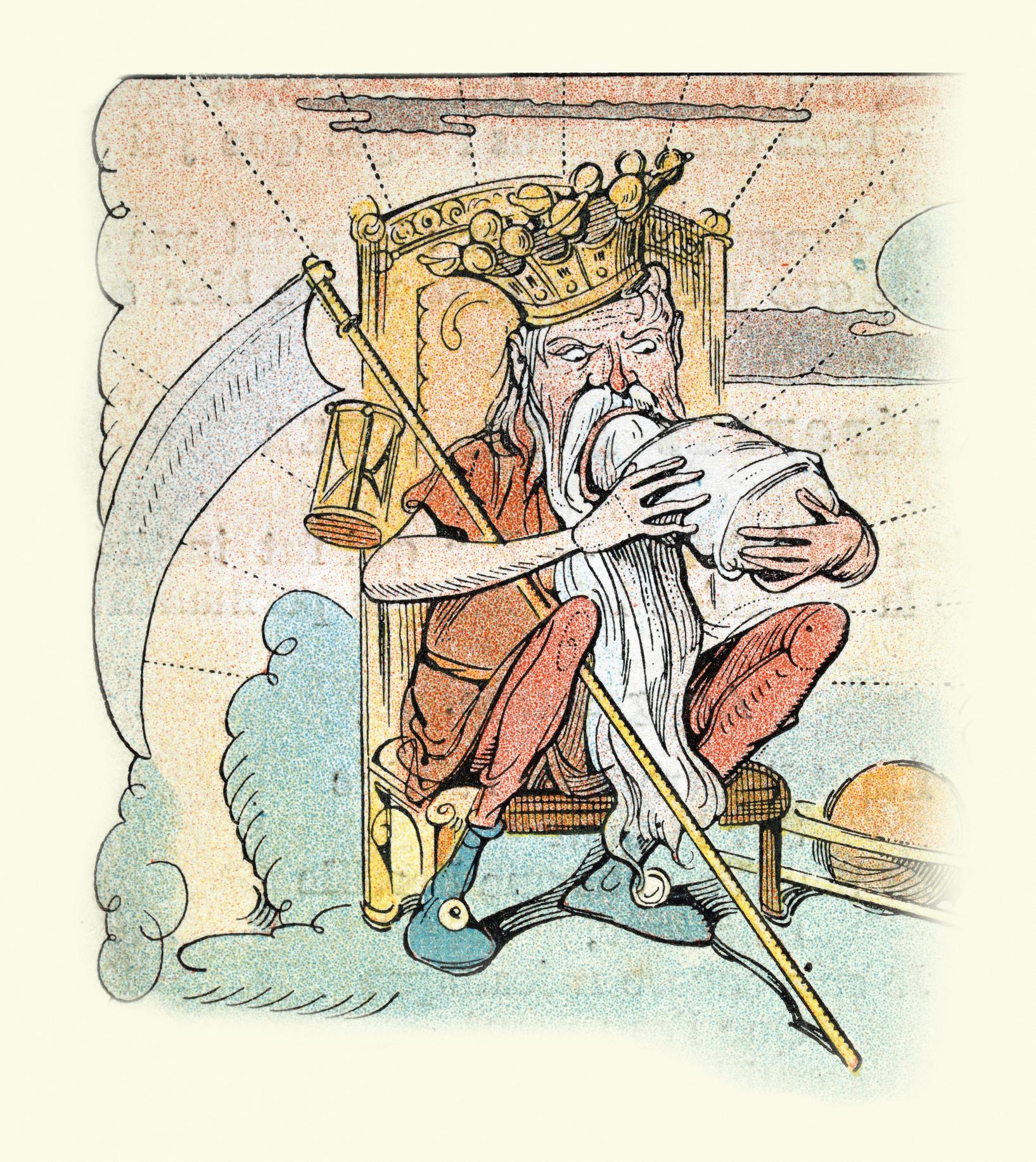 An archive illustration of Cronus preparing to devour one of his children. Credit: Getty