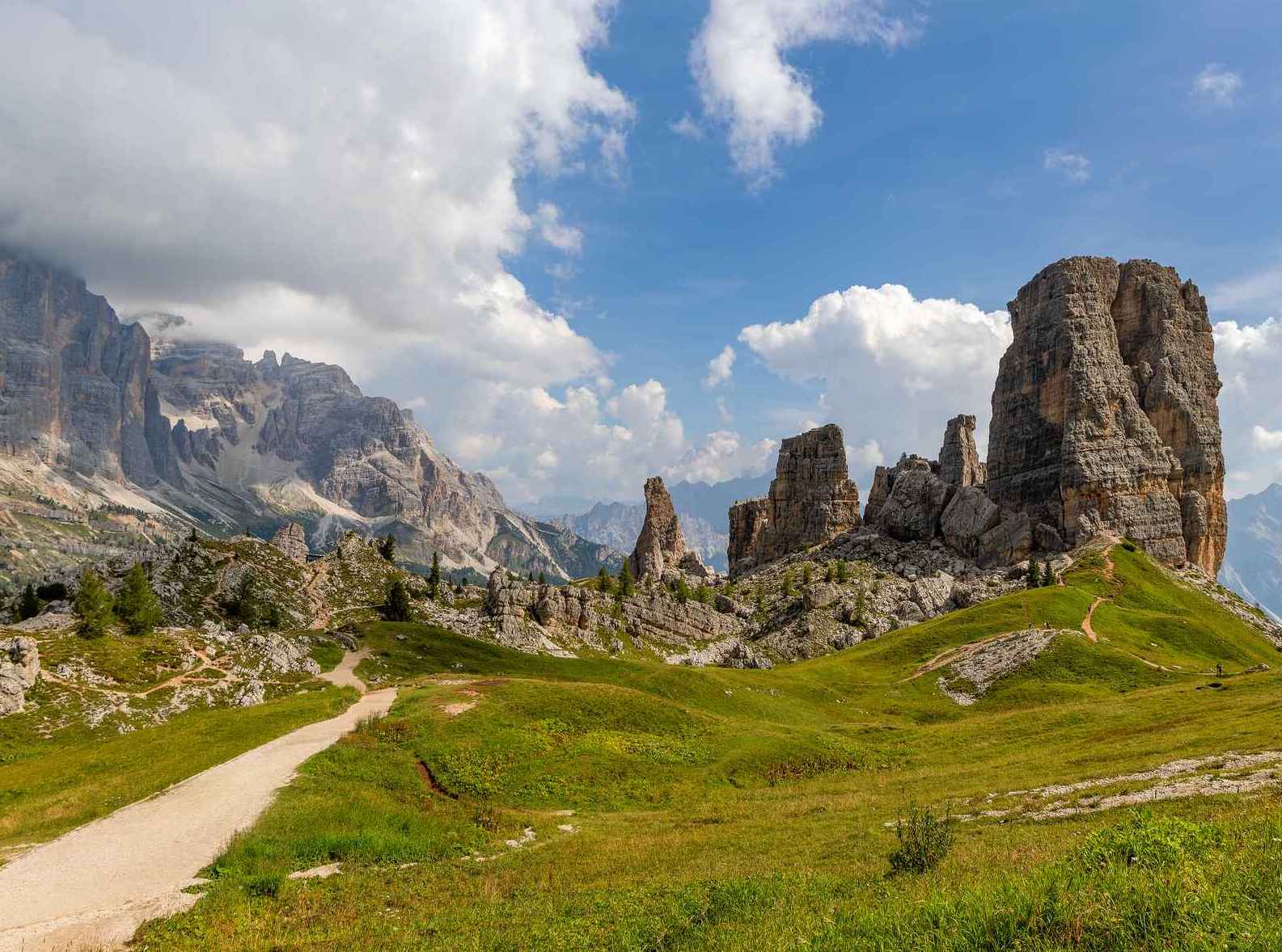 The distinctive mountains of the Dolomites, on the Cinque Torri trail. Photo: Getty