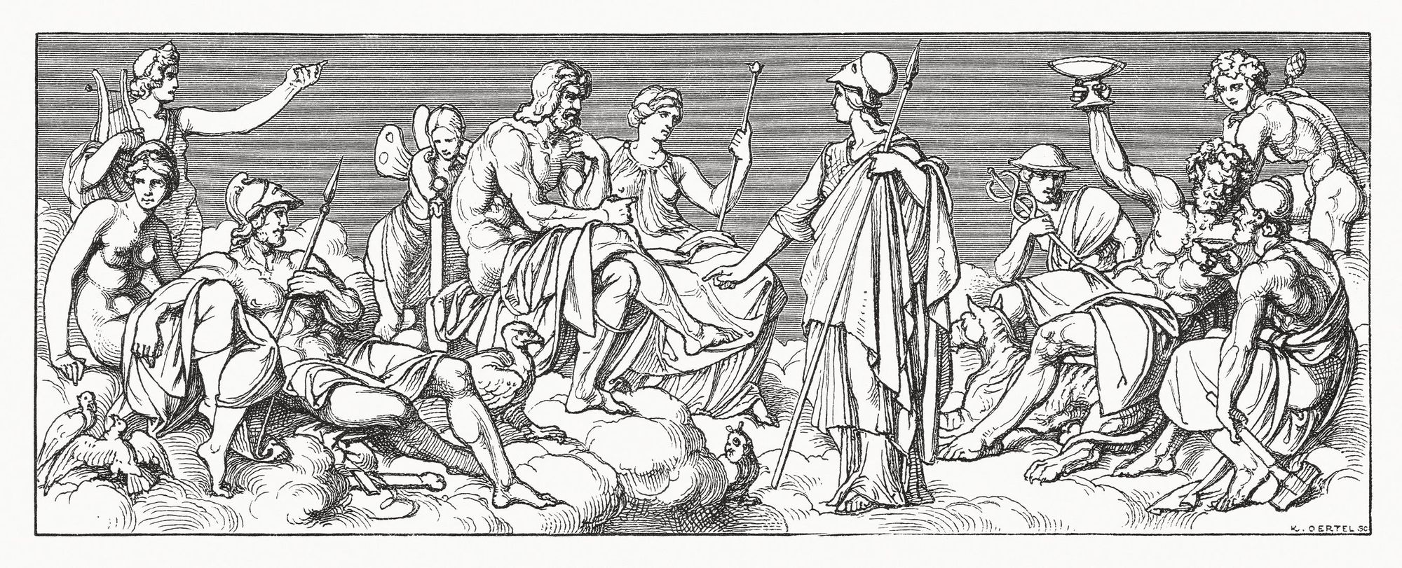 The gods of Greek mythology on Mount Olympus. A drawing by Friedrich Preller, publshed in 1881. Credit: Getty