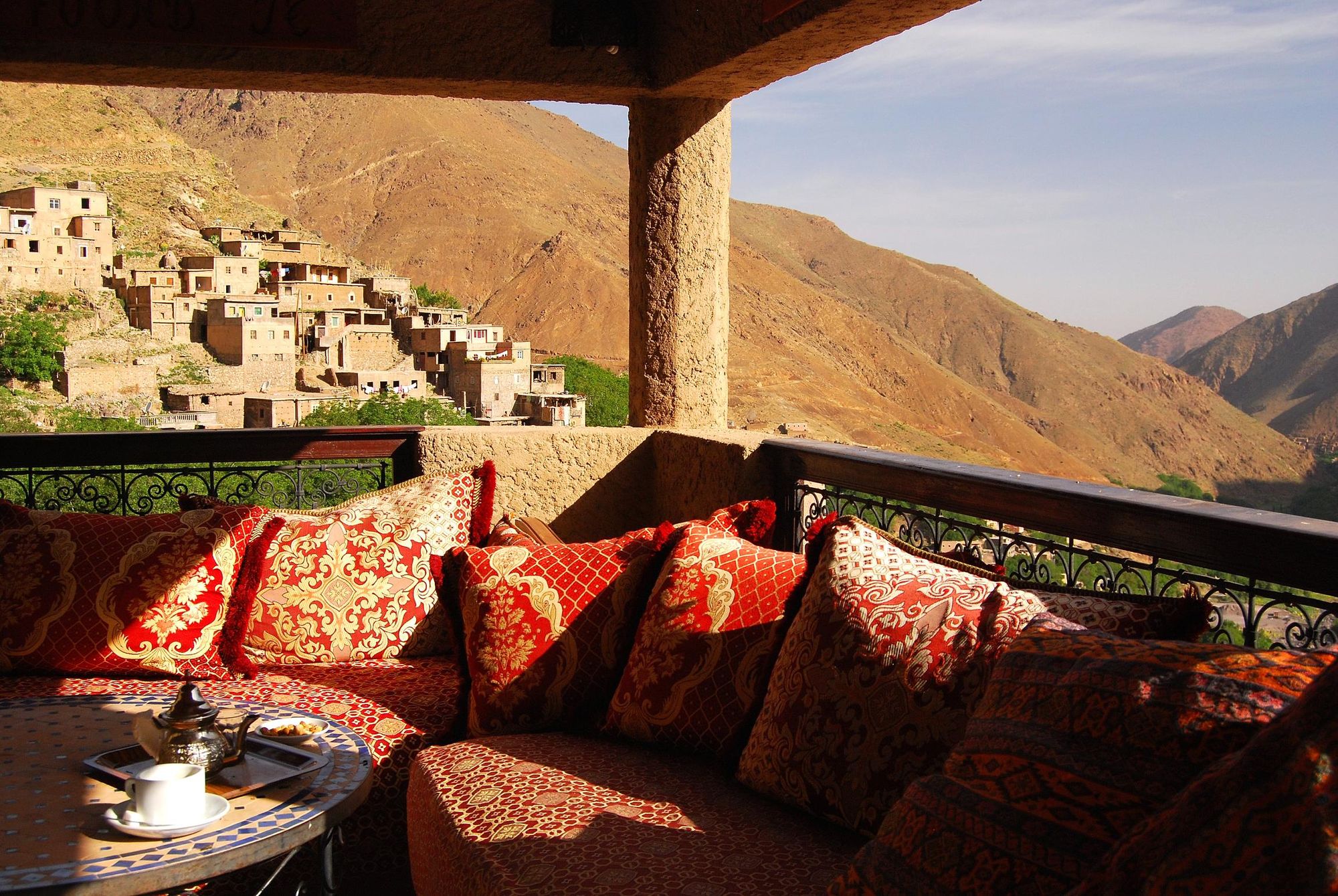 The terrace at Kasbah du Toubkal. Photo: Alan Keohane.