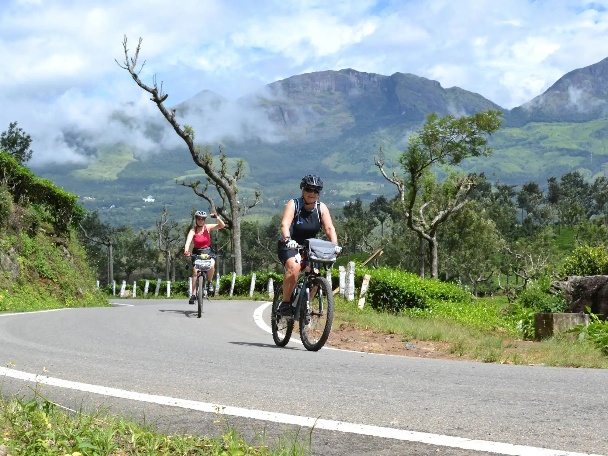 Cyclists near Munnar, in the Western Ghats. Photo: Kalypso Adventures.