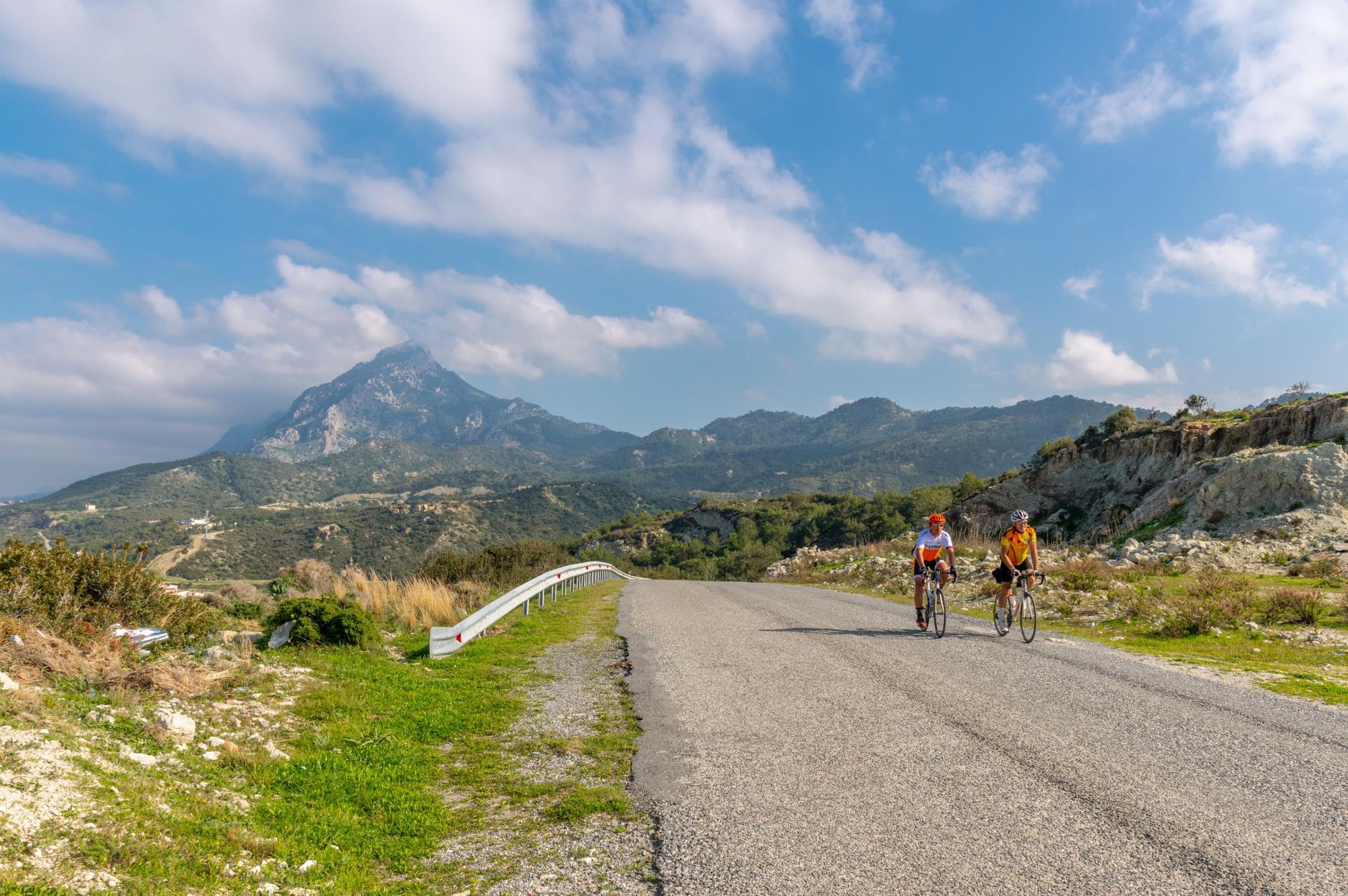 Two road cyclists in Cyprus. Photo: Getty.