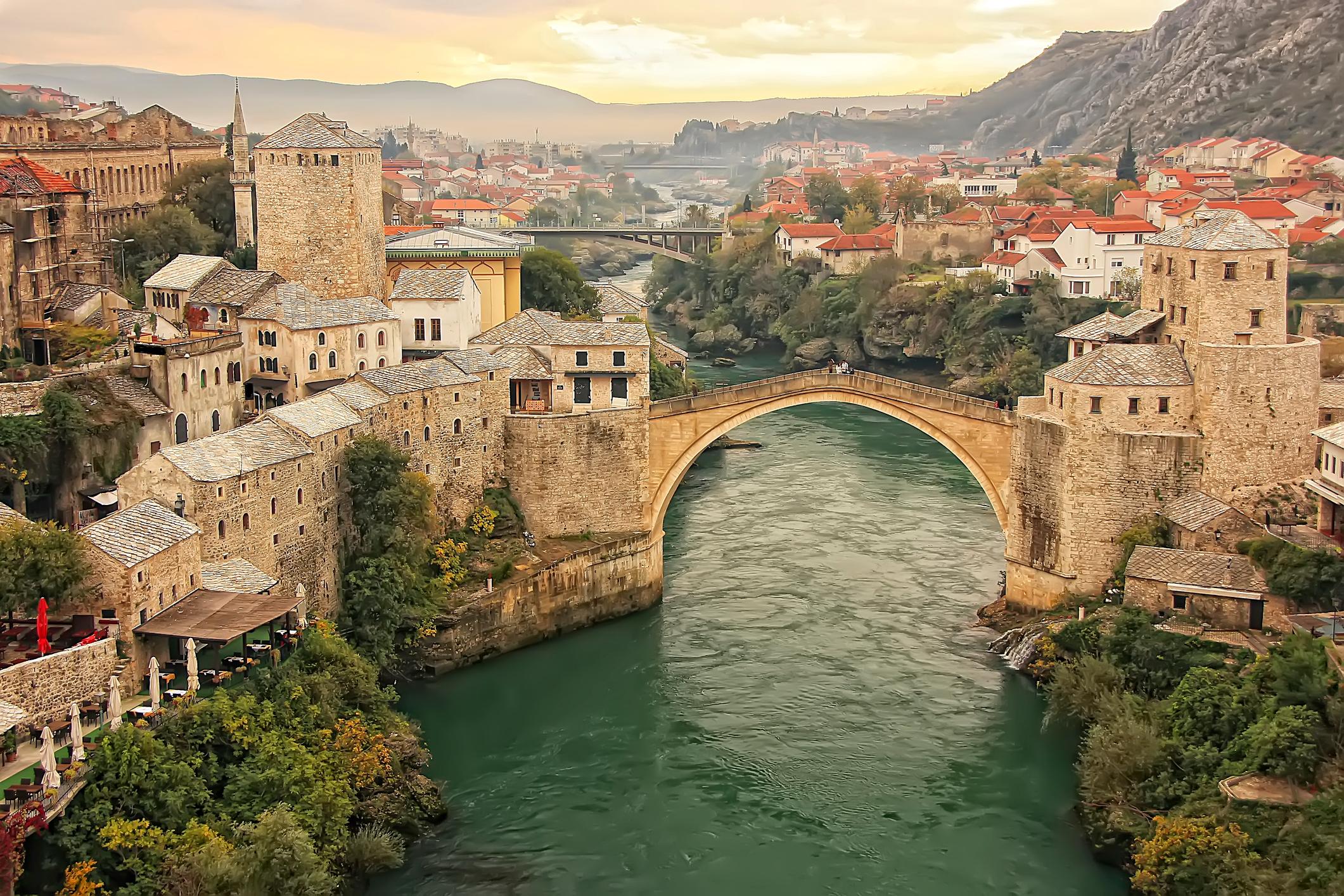 The iconic Stari Most bridge in Mostar, Bosnia and Herzegovina, at one end of the Ćiro Trail. Photo: Getty