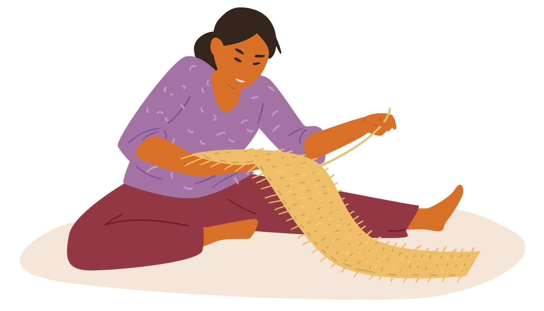 A woman weaving in an article about Tourism Leakage.