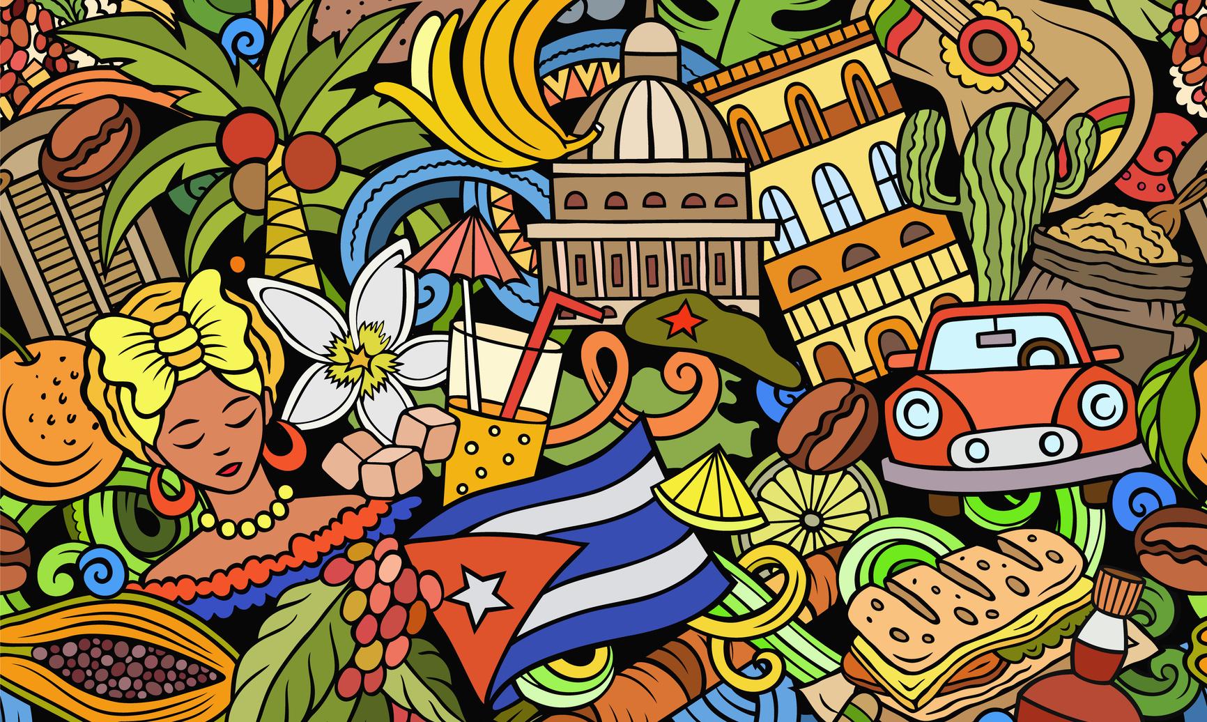 an animation of people playing dominoes in the streets of Havana, Cuba