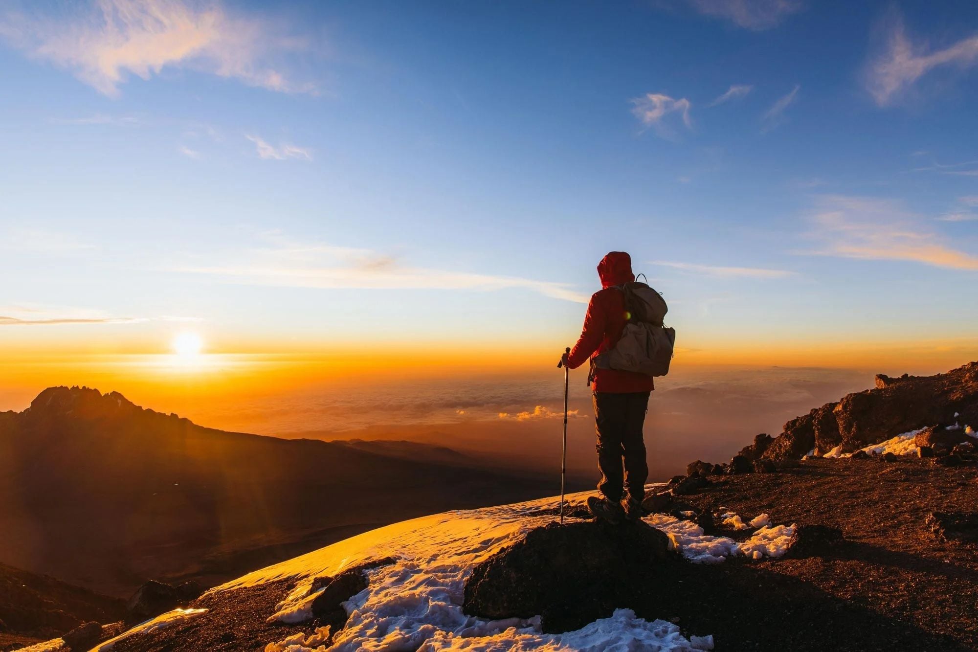 Sunrise on Kilimanjaro summit. Photo: Getty.