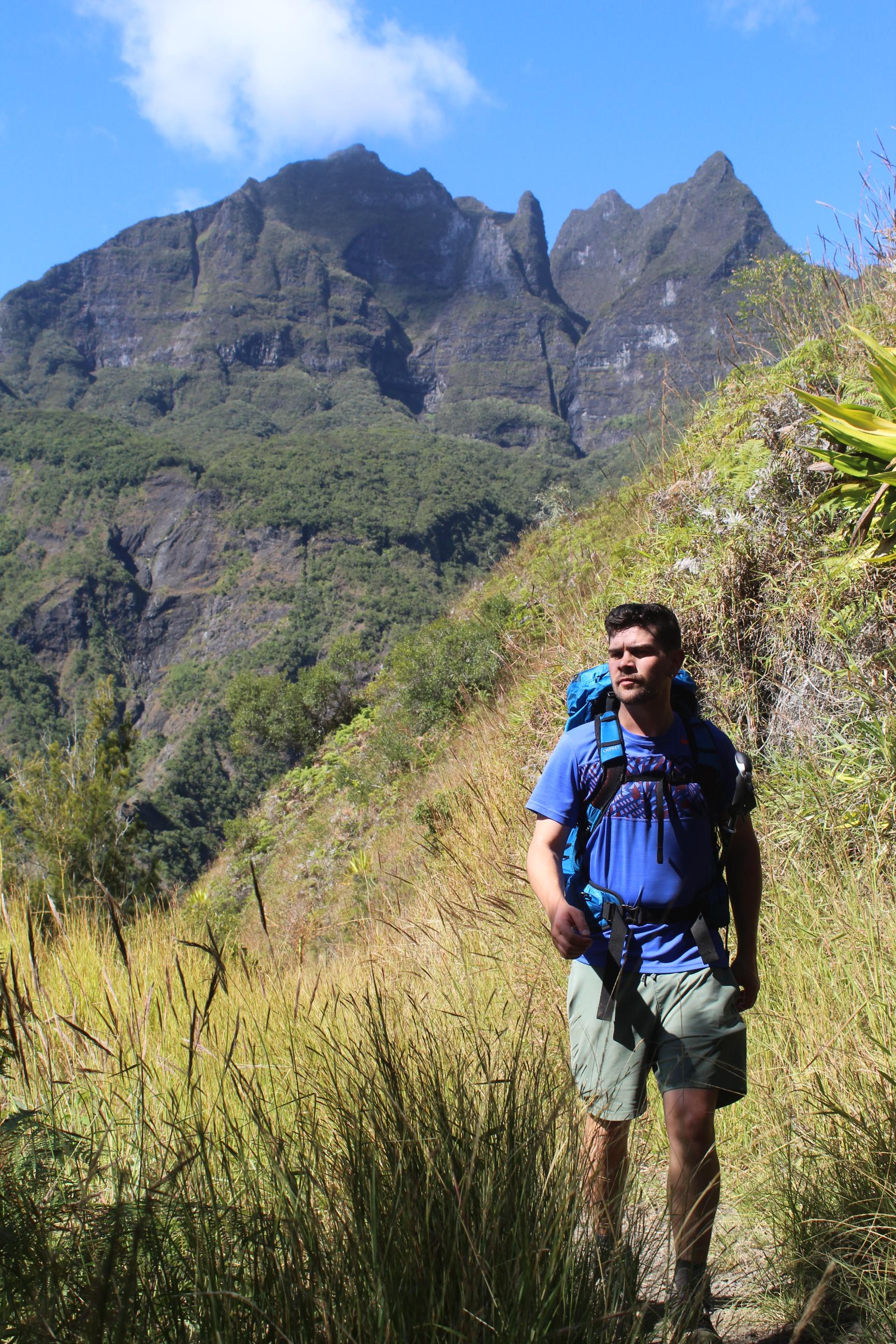 The author hiking through the cirque of Mafate. Photo: Stuart Kenny