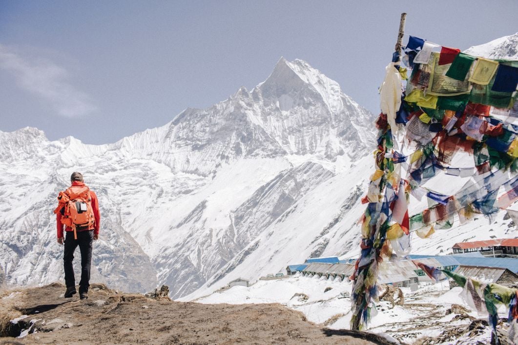 Looking out over the Annapurna massif. Photo: Getty.