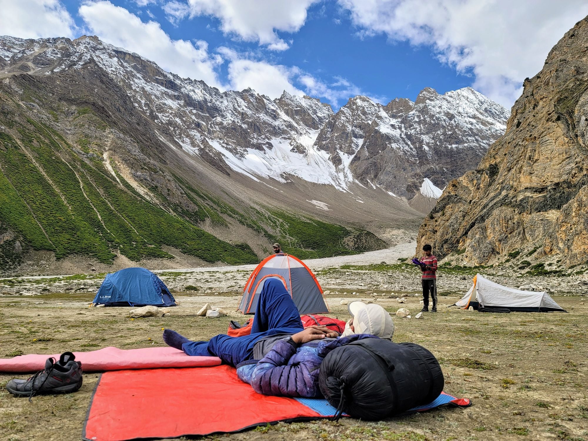 Relaxing at K1 Base Camp in Pakistan. Photo: Beyond the Valley.