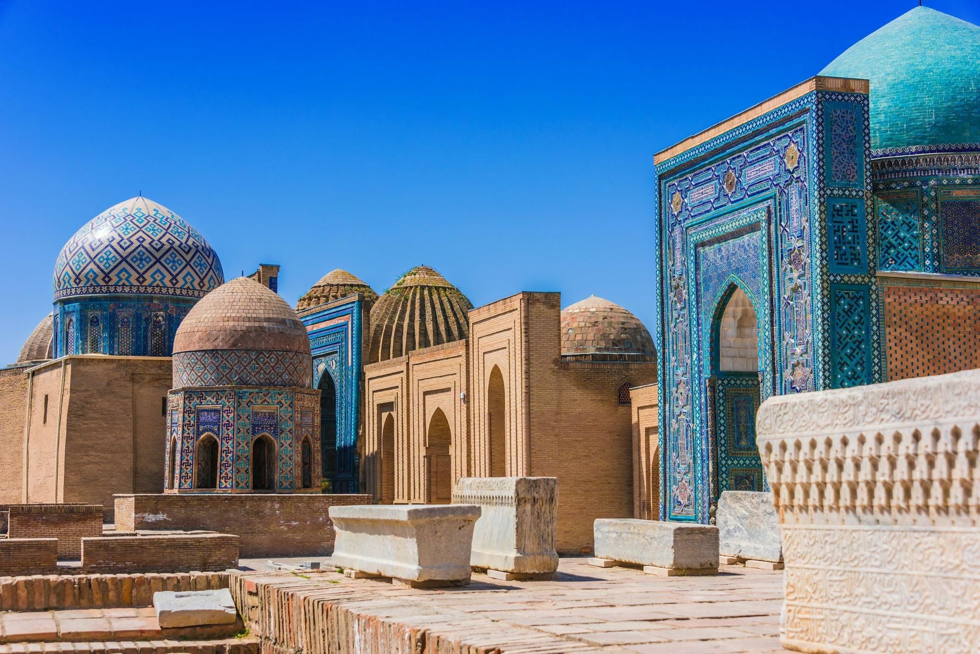 Shah-i-Zinda or Shohizinda (The Living King), a necropolis in Samarkand, Uzbekistan. Photo: Getty