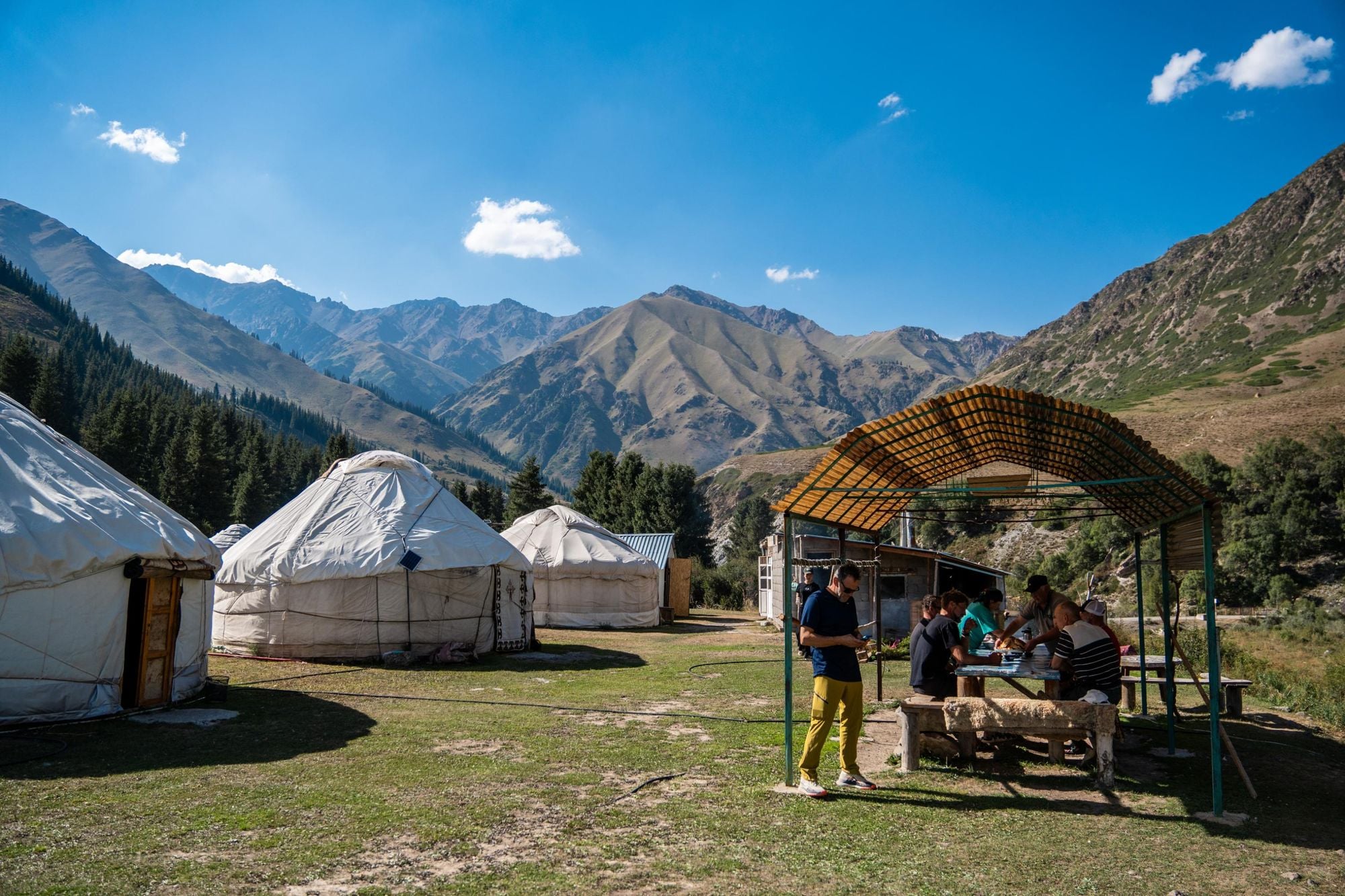 Yurts backdropped by the might Tian Shan mountains. Photo: Michal Kuthan