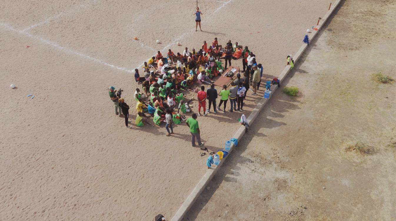 A group session at The Tanzania Girls' Sports Academy. Photo: A Tent With a View