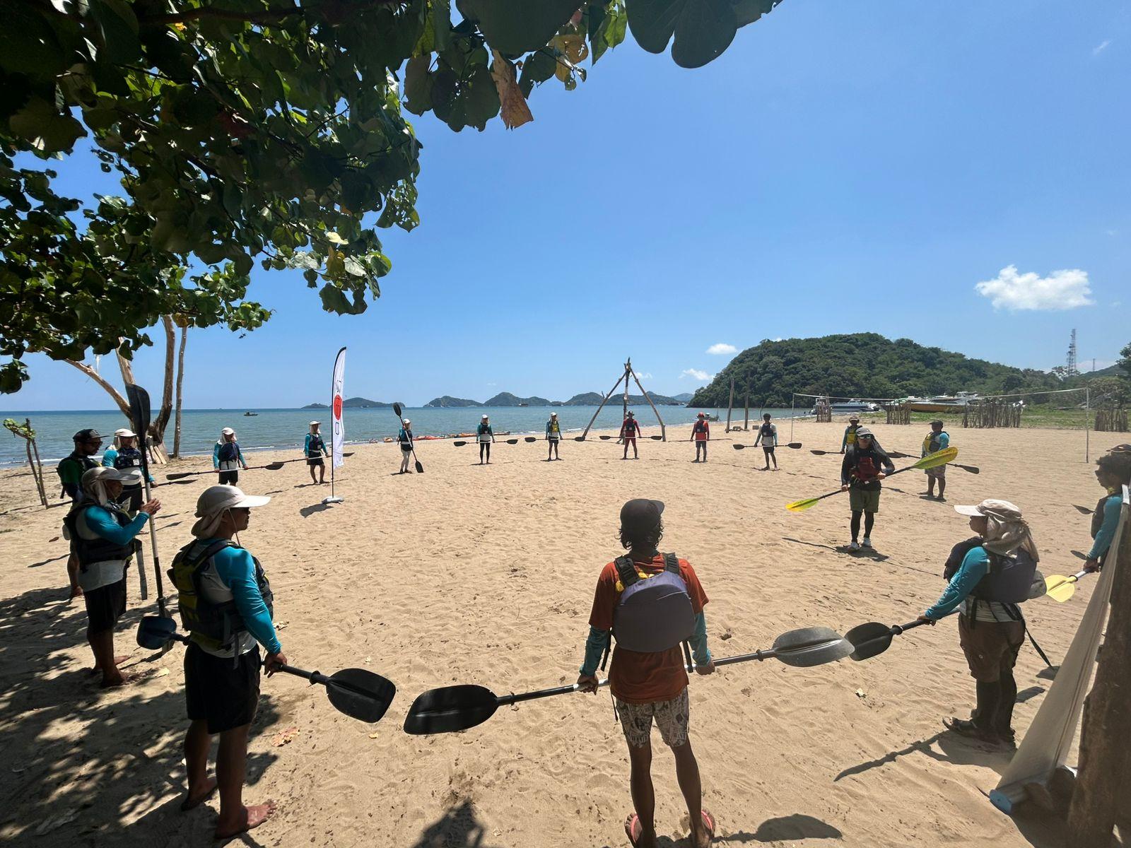 On the beaches in Komodo, with guide training in full flow. Photo: Komodo Kayaking