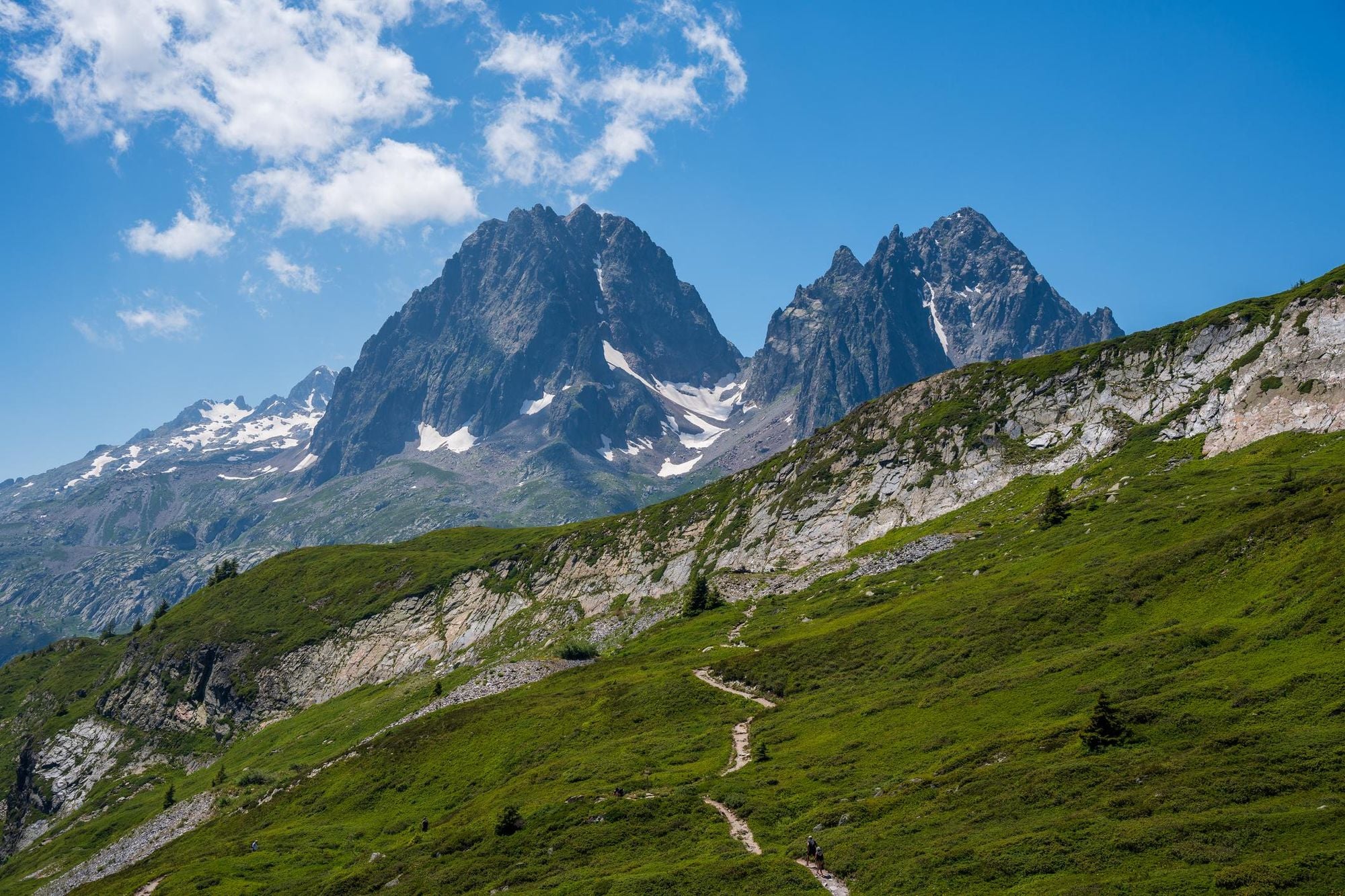 A view from the trail on the tour du Mont Blanc near the border of France and Switzerland. Photo: Getty