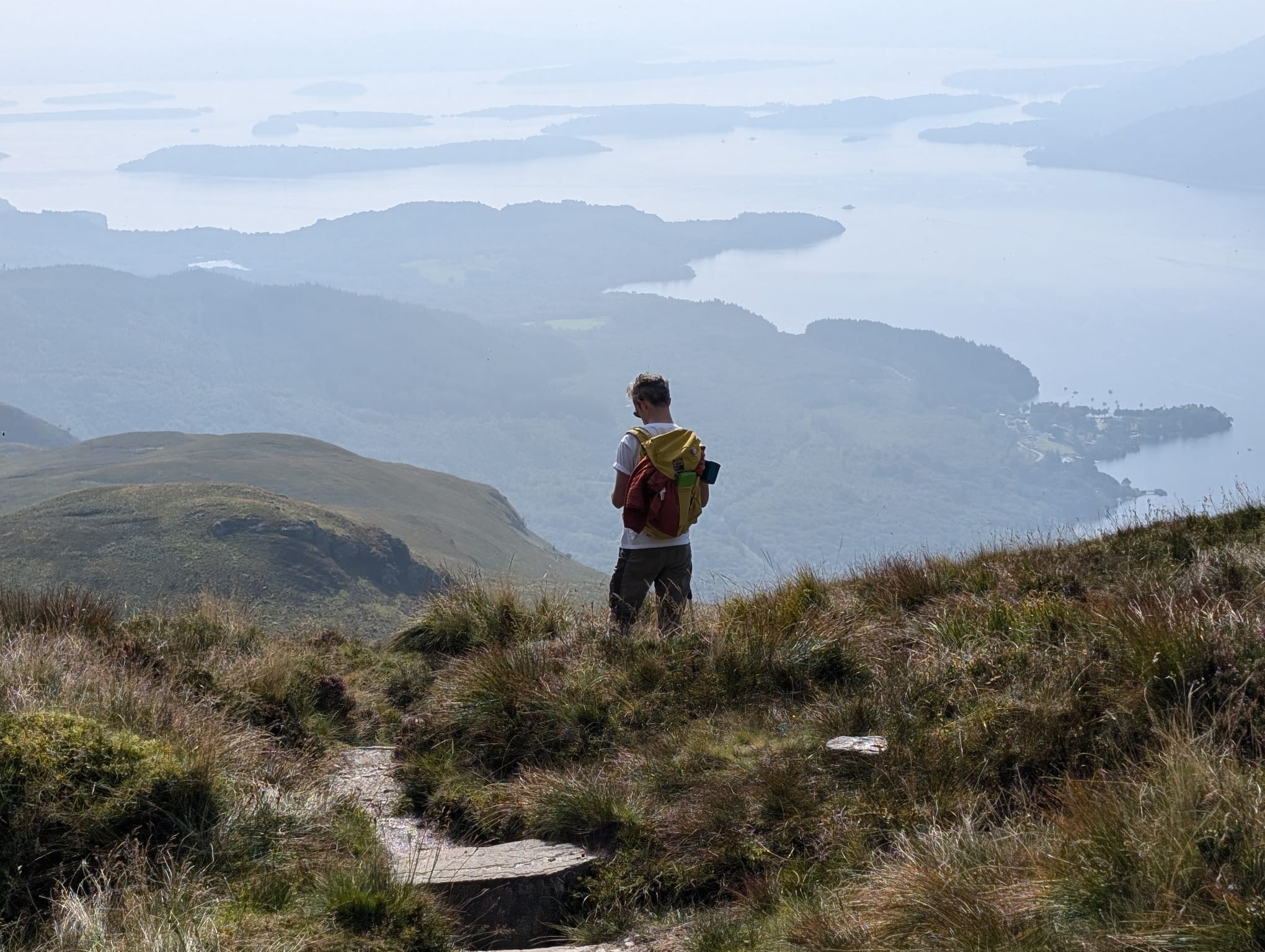 Near the top of Ben Lomond, getting ready to descend the Ptarmigan Path. Photo: Stuart Kenny