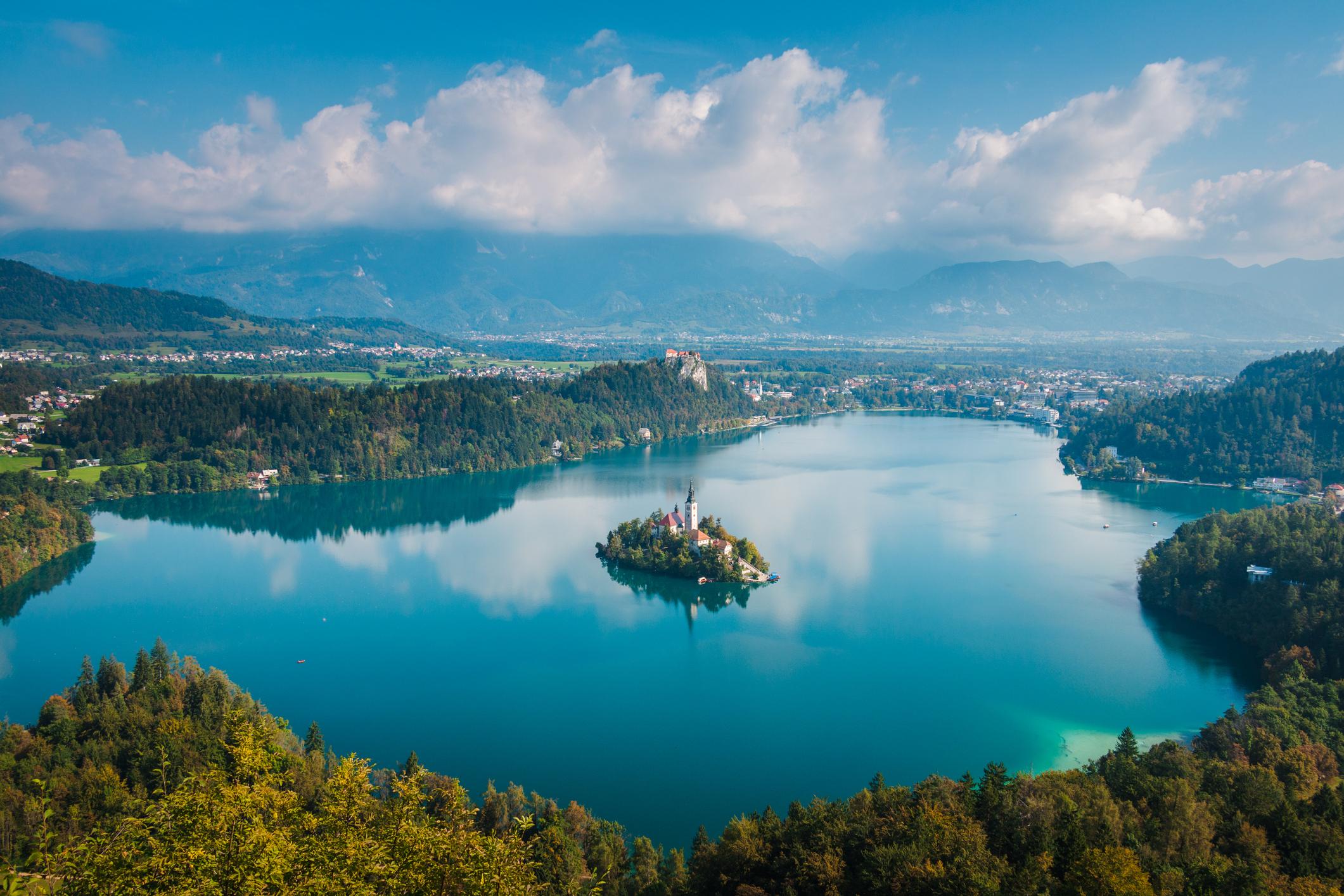A panoramic view of Lake Bled from Ojstrica Viewpoint. Photo: Getty