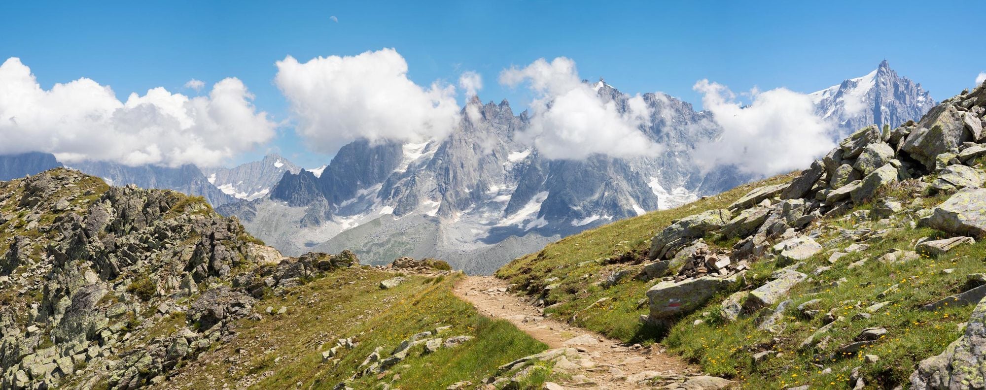 The towers Les Aiguilles on the Mont Blanc massif. Photo: Getty