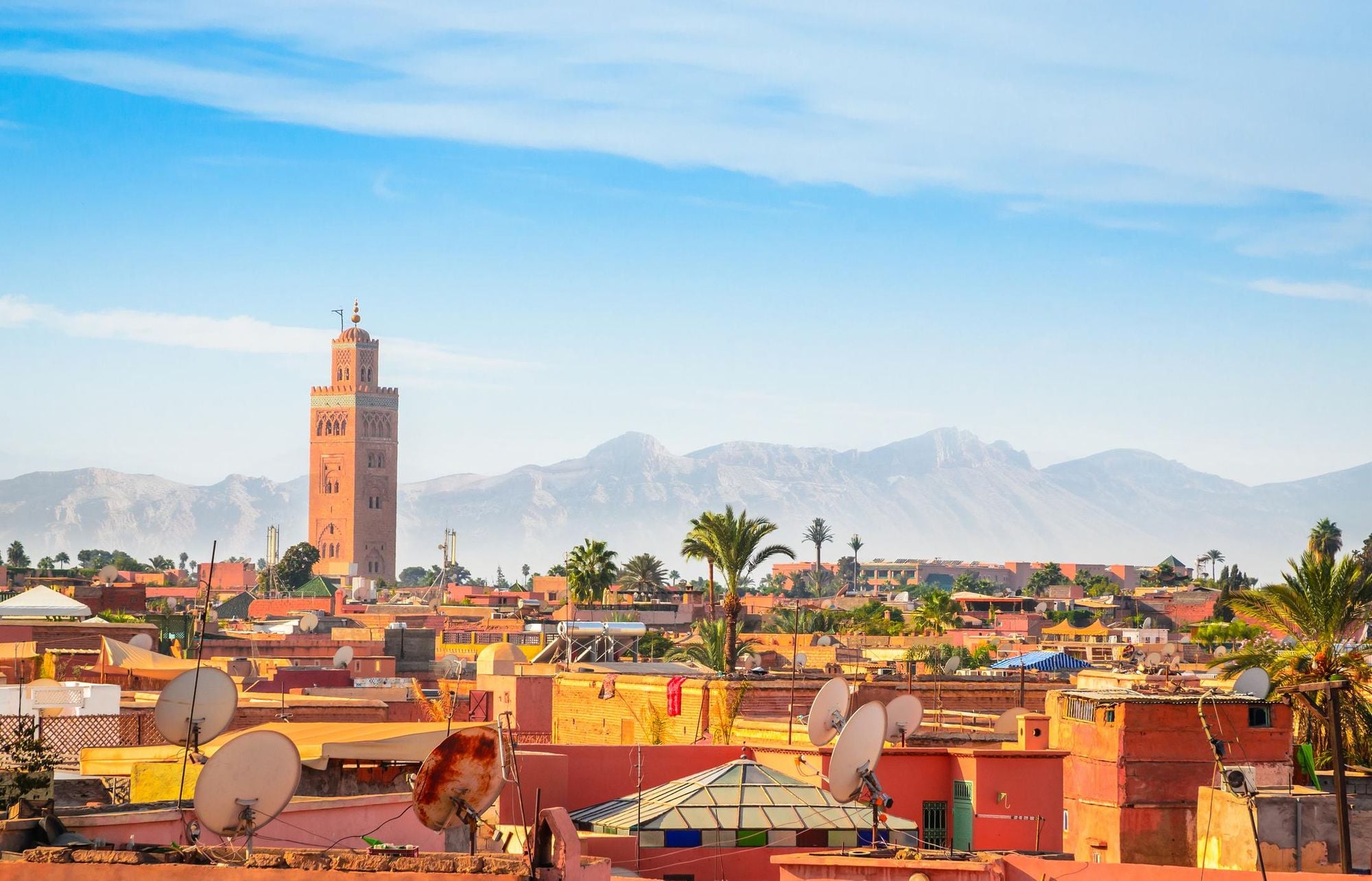 A panoramic view of Marrakesh and the old medina, in Morocco's most famous city. Photo: Getty