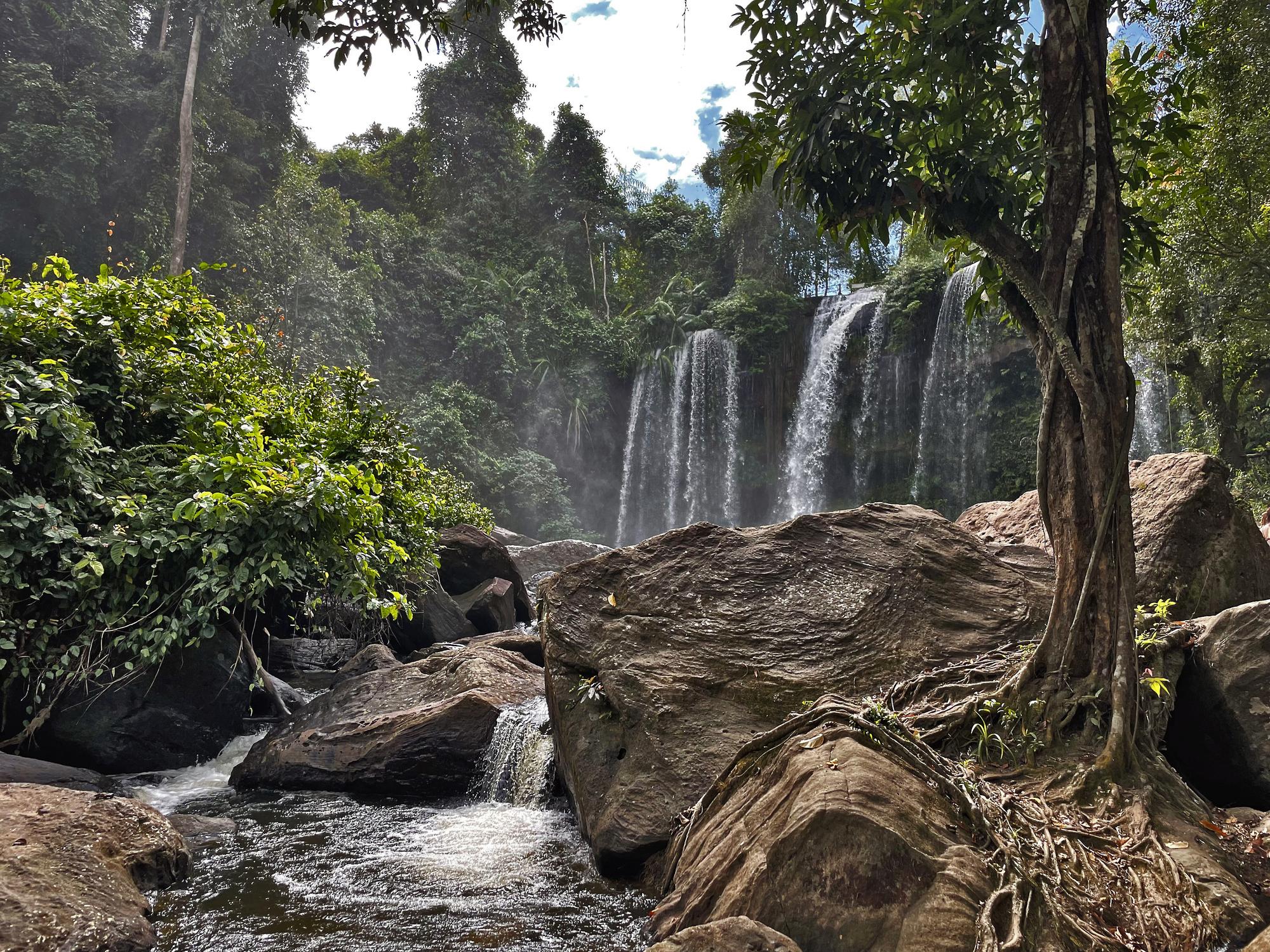 Waterfalls cascading in Phnom Kulen in Cambodia. Photo: Getty