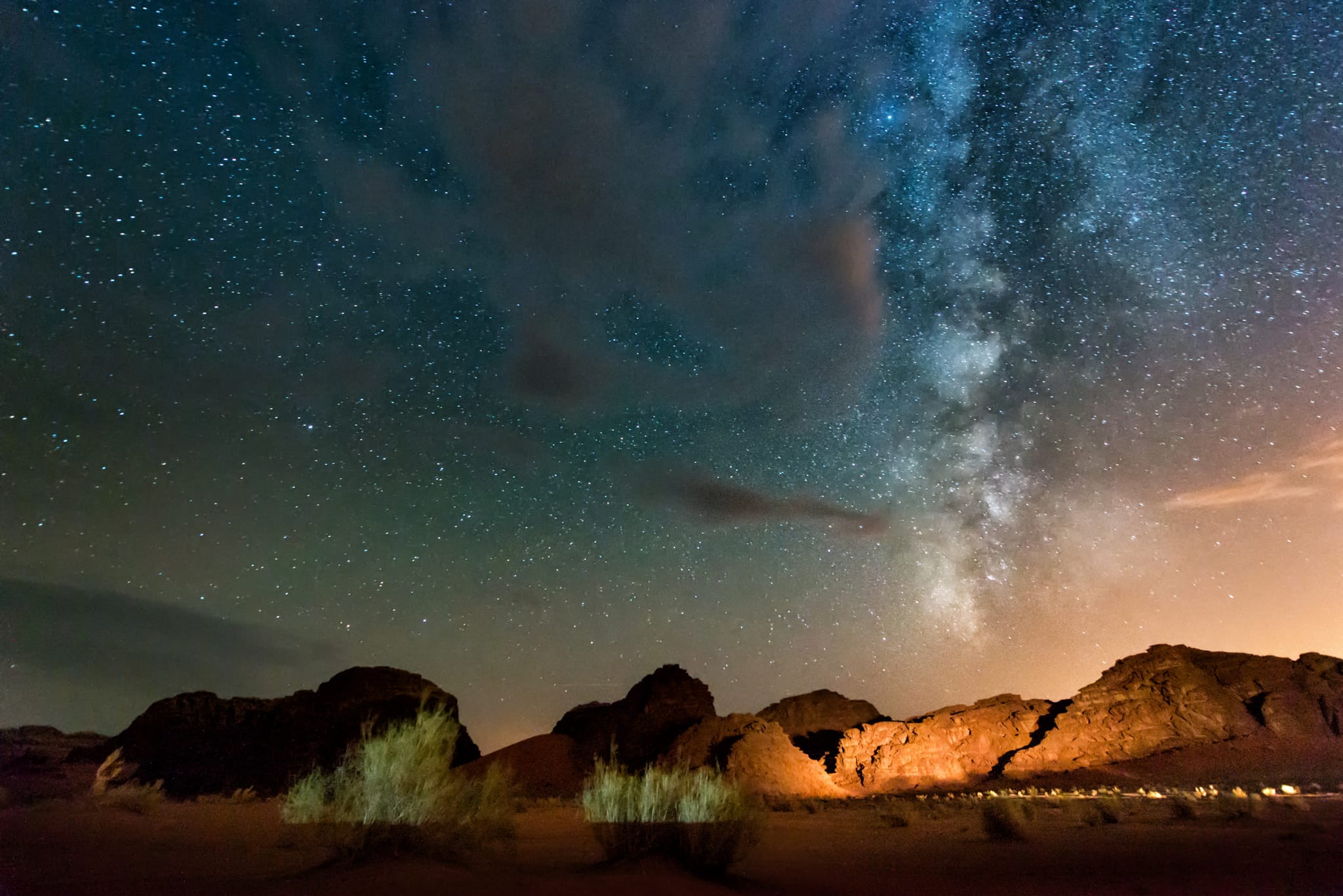 With no light pollution, the stars light up the sky above the Jordanian desert at night. Photo: Getty