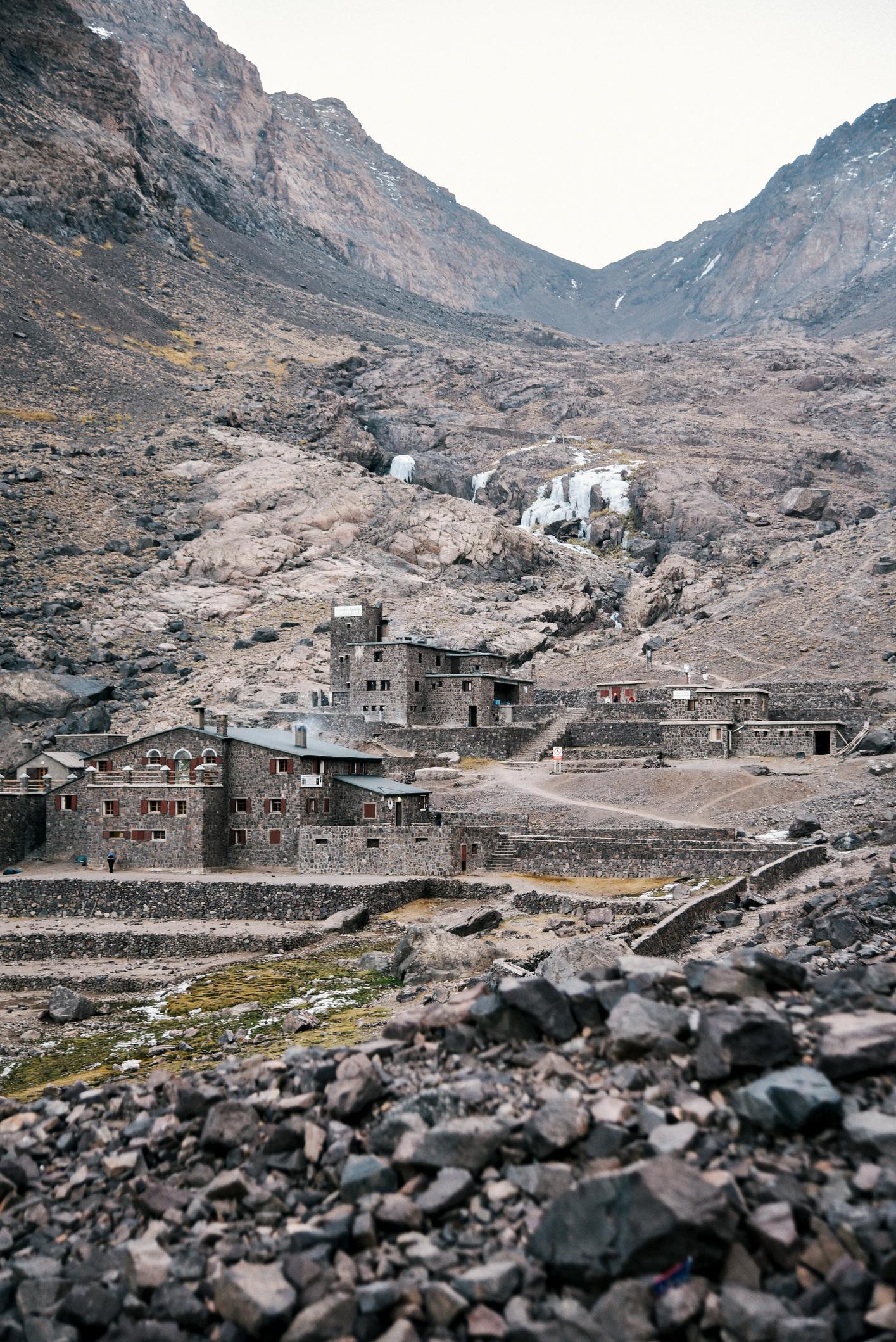 The Nelter Refuge, also known as the Refuge du Toubkal, is a high refuge on the mountain, sitting at 3,207 meters (10,521 feet). Photo: Getty