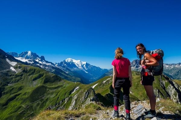 Two hikers on the Tour du Mont Blanc