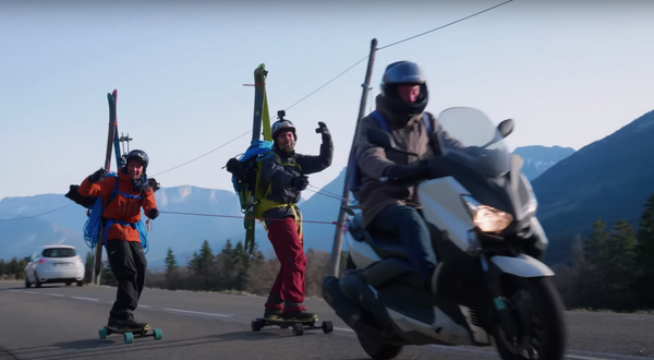Watch: Crossing the French Mountains on Skis and a Skateboard